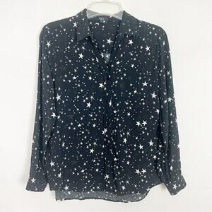Rails Noemi Black Galaxy Star Print Black & White Women's Shirt Size Small